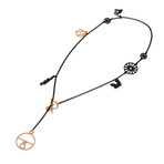 Hermes // 18K Rose Gold + 18K Black Gold Toggle Charm Necklace // 15" // Estate