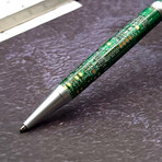 Slimline Ballpoint Twist Pen // Brushed Satin + Green
