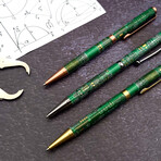Slimline Ballpoint Twist Pen // Antique Brass + Green