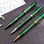 Executive Ballpoint Twist Pen // Brushed Satin + Green