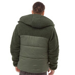 Detta Padded Sherpa Jacket // Olive (L)