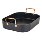 Hard Anodized Nonstick Roaster + Rack + Carving Set // Black + Copper