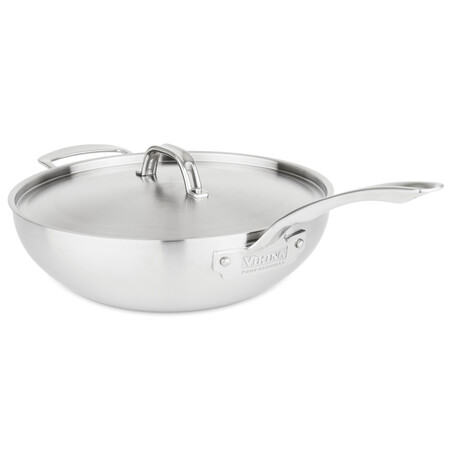 Viking Professional // 5-Ply Stainless Steel Chef's Pan + Metal Lid // 12"