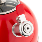 Stainless Steel Whistling Kettle + 3-Ply Base // 2.6 Quart // Red