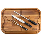 Acacia Oversized Carving Board + 3-Piece Carving Set