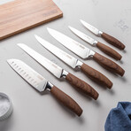 German Steel Hollow Handle Cutlery + Sleeves // 6-Piece Set (Brown Wood)