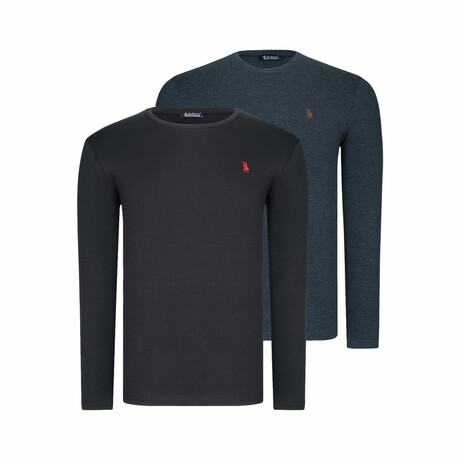 Gabe Round Neck Sweatshirt // Set of 2 // Anthracite + Black (Small)