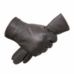 Angus Leather Touch Screen Gloves // Dark Brown (L)