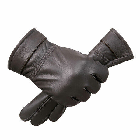 Joseph Leather Touch Screen Gloves // Dark Brown (M)