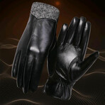Antony Leather Touch Screen Gloves // Winter Lined // Black (L)