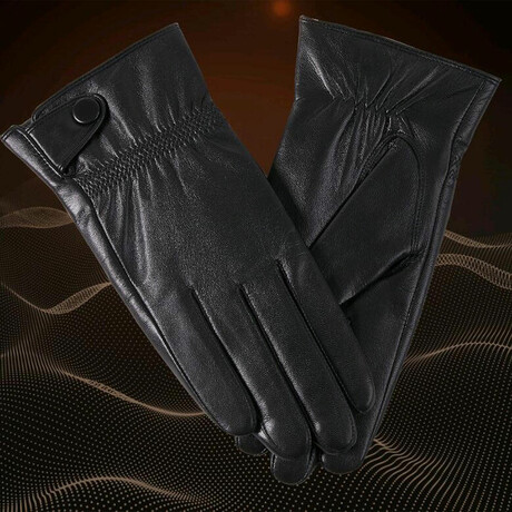 Talbot Leather Touch Screen Gloves // Winter Lined // Black (M)