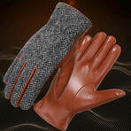 Will Leather Touch Screen Gloves // Winter Lined // Cognac + Herringbone (L)