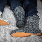 Icelandic Wool + Bamboo High Top Slippers // Soft Gray (2XS)