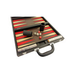 Backgammon Set // Folding Leatherette // Black + Brown+ Red + Vanilla