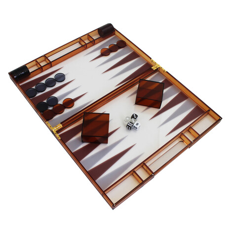 Folding Plexiglass Backgammon Set // Orange