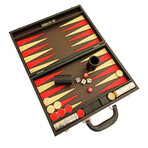 Backgammon Set // Folding Leatherette // Black + Brown+ Red + Vanilla