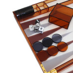 Folding Plexiglass Backgammon Set // Orange