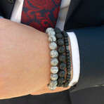 Lava + Matte Onyx Stone Stretch Bracelet // 8.25"