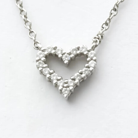 Tiffany & Co. // Platinum Sentimental Heart Mini Diamond Necklace // 15.94" // Store Display
