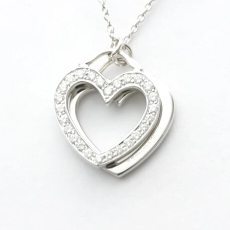 Tiffany & Co. // 18k White Gold Double Sentimental Diamond Necklace // 15.94" // Store Display