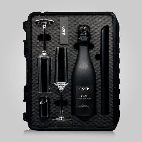 Holiday 2022 Champagne // 750 ml Bottle + Saber + Crystal Flutes + Gift Case (A Party Without Champagne Is Just A Meeting)