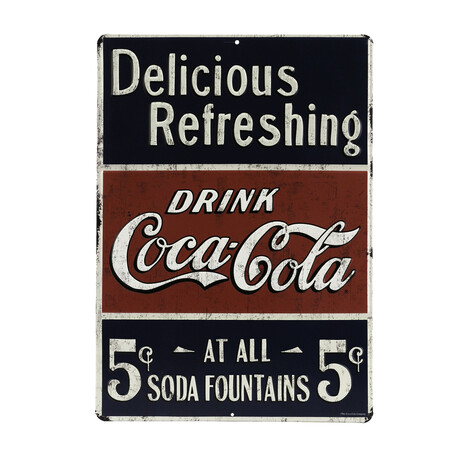 Coca-Cola Delicious & Refreshing Embossed Metal Sign