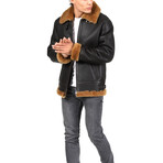 Shearling Aviator Jacket // Silky Brown with Ginger Wool (XS)
