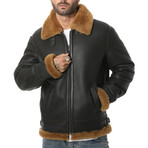 Shearling RAF B3 Aviator Jacket // Silky Brown with Ginger Wool (S)