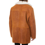 Sheepskin Trench Coat // Washed Tan with White Curly Wool (3XL)