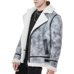 Shearling Biker Jacket // Natural Dying Gray with White Wool (XS)