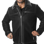 Leather Banded Sheepskin Casual Jacket // Washed Black with Brissa Wool (S)