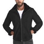 Shearling Pilot Jacket // Black Suede + Black Wool (S)