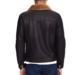 Suede Casual Jacket // Washed Brown with Ginger Wool (XS)