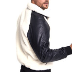 Shearling Jacket // Silky Black with White Curly Wool (S)