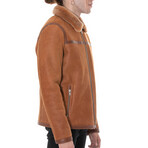 Leather Banded Sheepskin Casual Jacket // Washed Whiskey with Brissa Wool (XS)