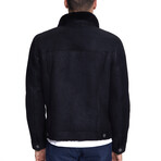 Suede Casual Jacket // Washed Black with Black Wool (S)