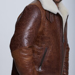 Fashion Jacket // Nappa Cracked Brown with Beige Curly Wool (S)