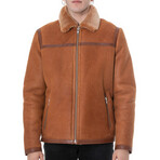 Leather Banded Sheepskin Casual Jacket // Washed Whiskey with Brissa Wool (XS)