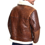 Fashion Jacket // Nappa Cracked Brown with Beige Curly Wool (S)