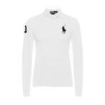 Big Pony Long Sleeve Polo Shirt // White (L)