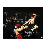 Jean Claude Van Damme & Bolo Yeung Autographed Bloodsport Flying Kick Photo // 16"H x 20"W