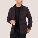 Nelson Oversize Flannel Shirt // Navy + Claret (2XL)