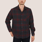 Nelson Oversize Flannel Shirt // Navy + Claret (2XL)