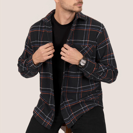 Jay Oversize Flannel Shirt // Black + Tile (S)