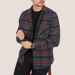 Frankie Oversize Flannel Shirt // Blue + Orange (XL)