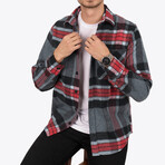 Trevor Oversize Flannel Shirt // Gray + Red (M)