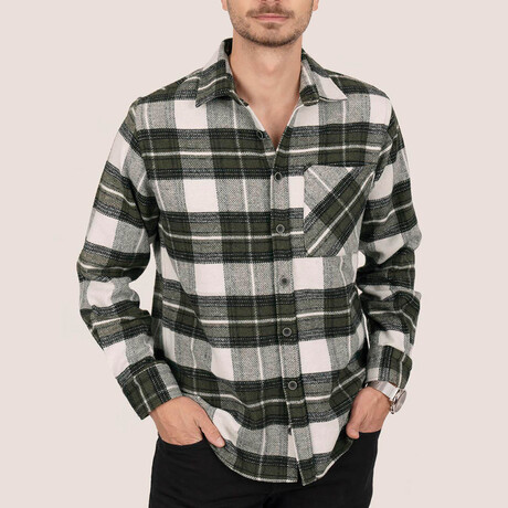 Kenny Oversize Flannel Shirt // Green + White (S)