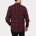 Jonas Oversize Flannel Shirt // Claret + Yellow (M)