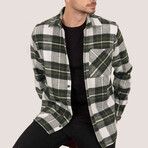 Kenny Oversize Flannel Shirt // Green + White (M)