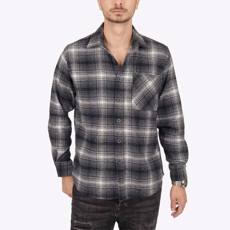 Niko Oversize Flannel Shirt // Gray + White (S)